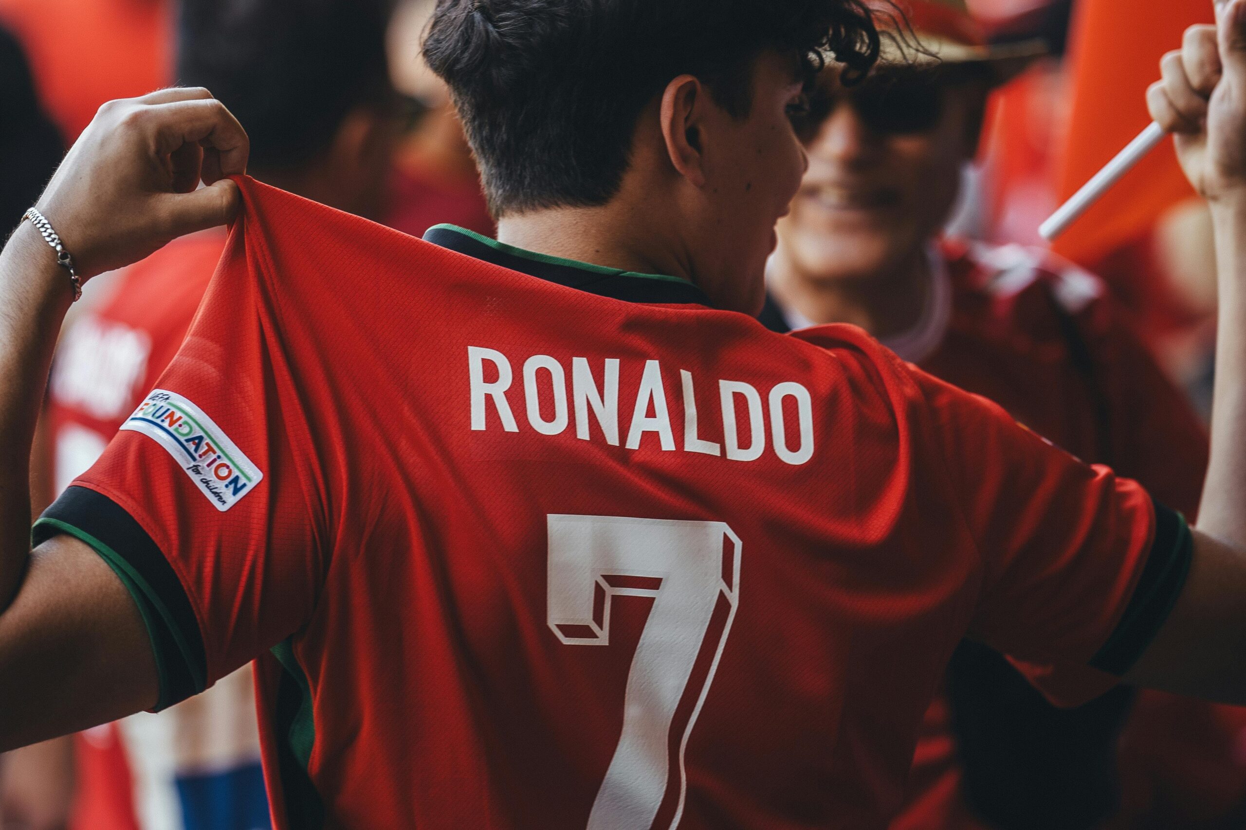 Back View of a Boy Wearing a Football Jersey